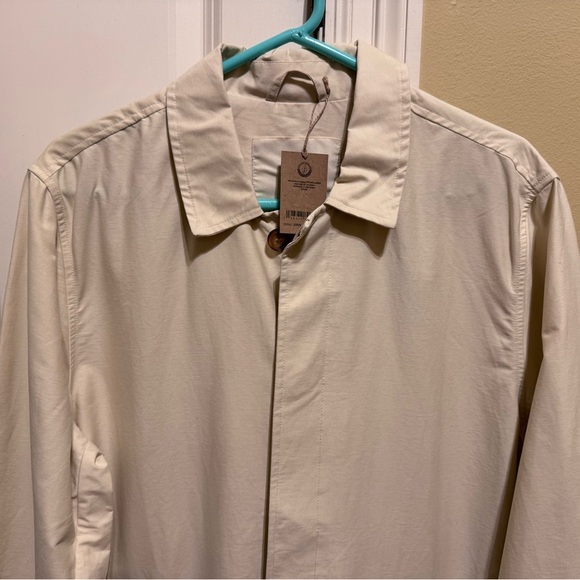 Amazon Basic Men’s Button Down Trench Coat Collar Pockets Cream Sz M - Picture 2 of 16